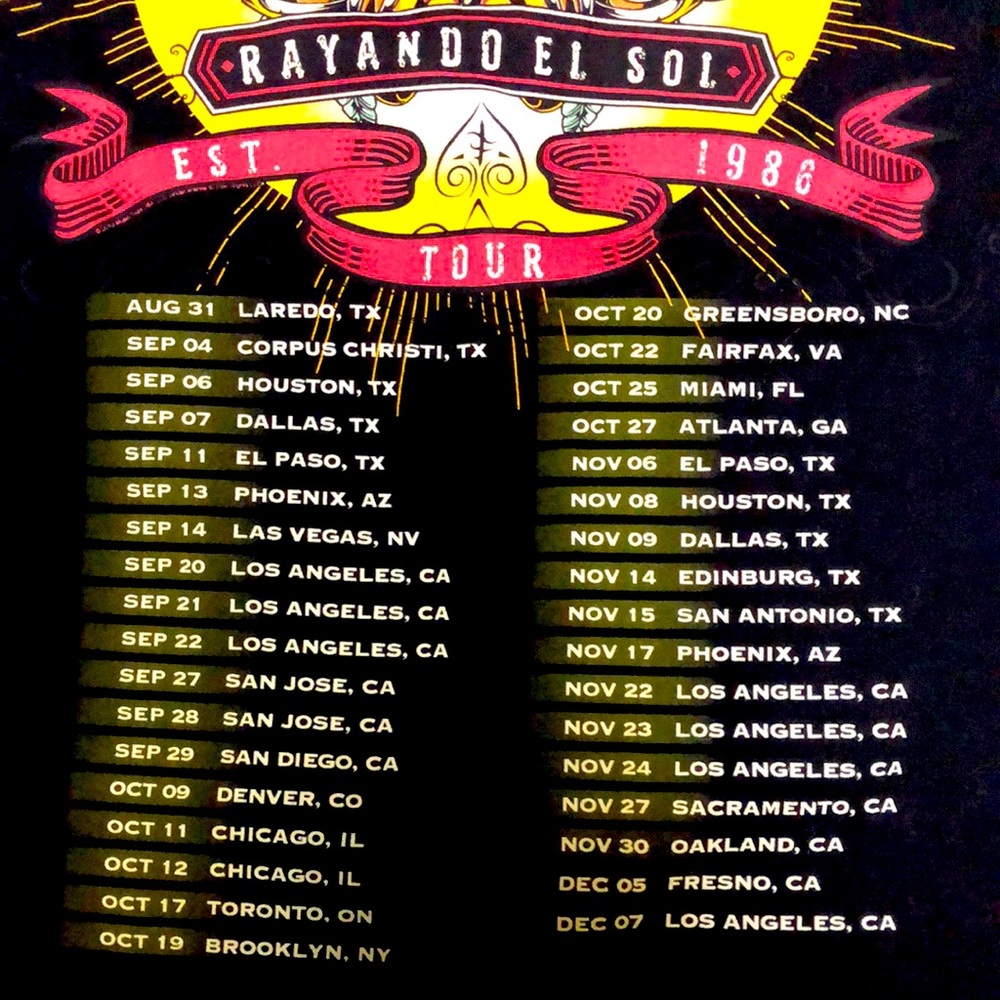 MANÁ “RAYANDO EL SOL TOUR” 1988 UNISEX T-SHIRT SIZE 2X - Picture 7 of 9